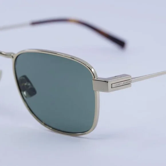 Saint Laurent SL741 003 Sunglasses Gold Square Frame, Green  display picture 3